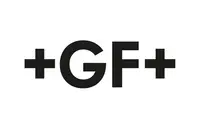 The official logo of GF, featuring its black script-style text on a white background.