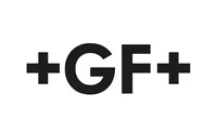 The official logo of GF, featuring its black script-style text on a white background.