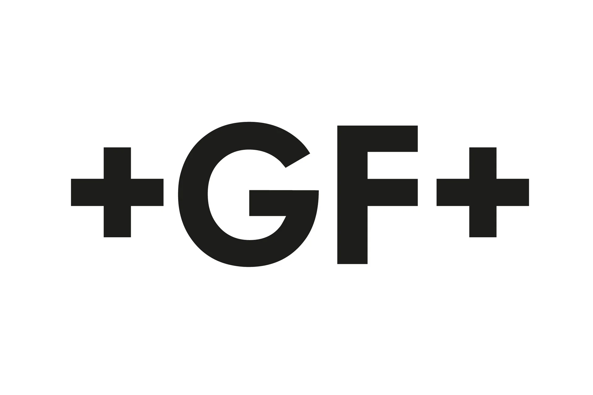 The official logo of GF, featuring its black script-style text on a white background.