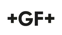 The official logo of GF, featuring its black script-style text on a white background.