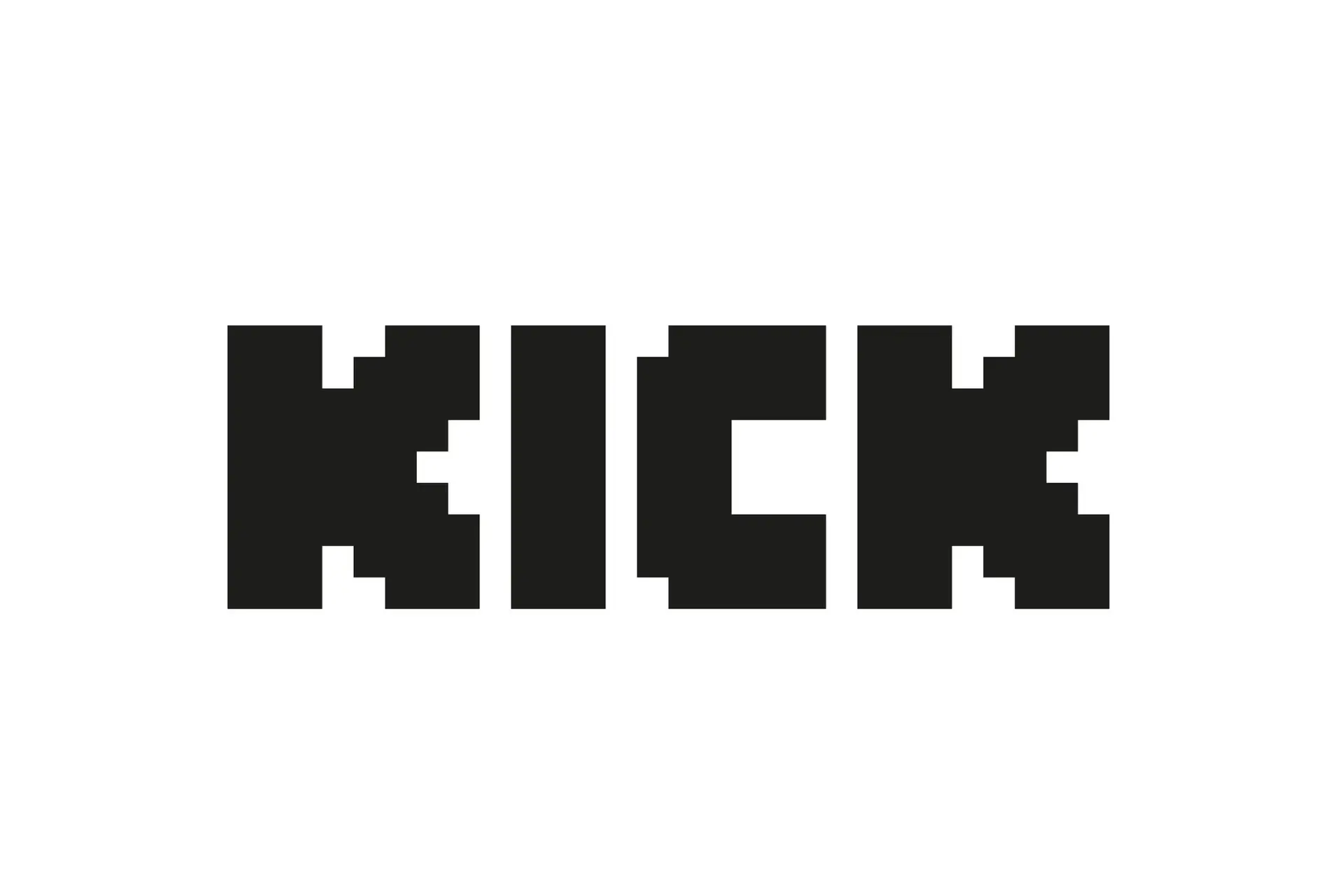 Kick logo in black text on a white background, representing the esports streaming platform.