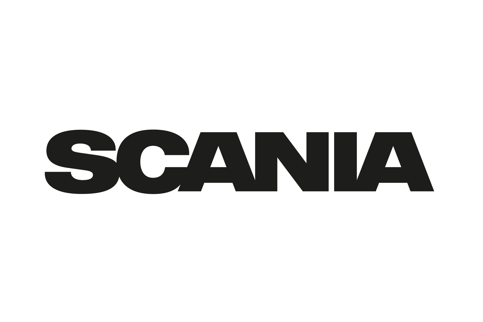 The official logo of Scania, featuring its black script-style text on a white background.